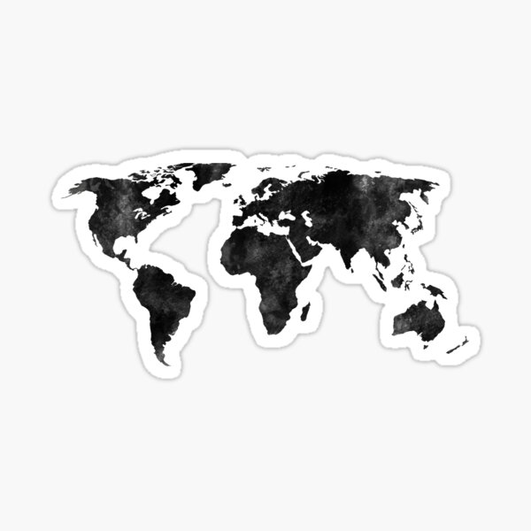 Black and white watercolor map Sticker