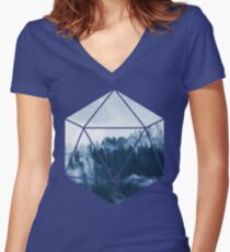 D20 - Misty Treetops Women's Fitted V-Neck T-Shirt