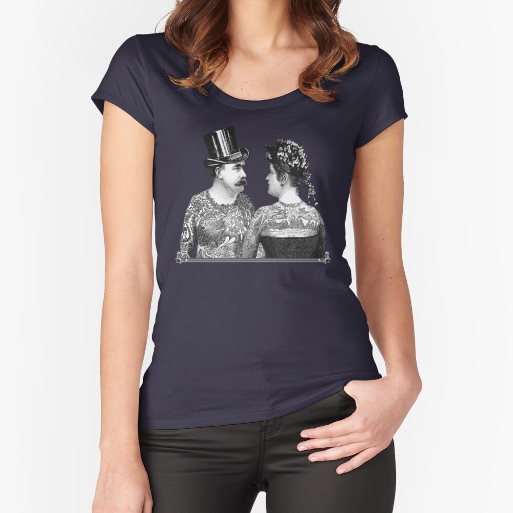 Tattooed Victorian Lovers | Tattooed Couple | Victorian Tattoos | Vintage Tattoos | Tattoo Art | Fitted Scoop T-Shirt