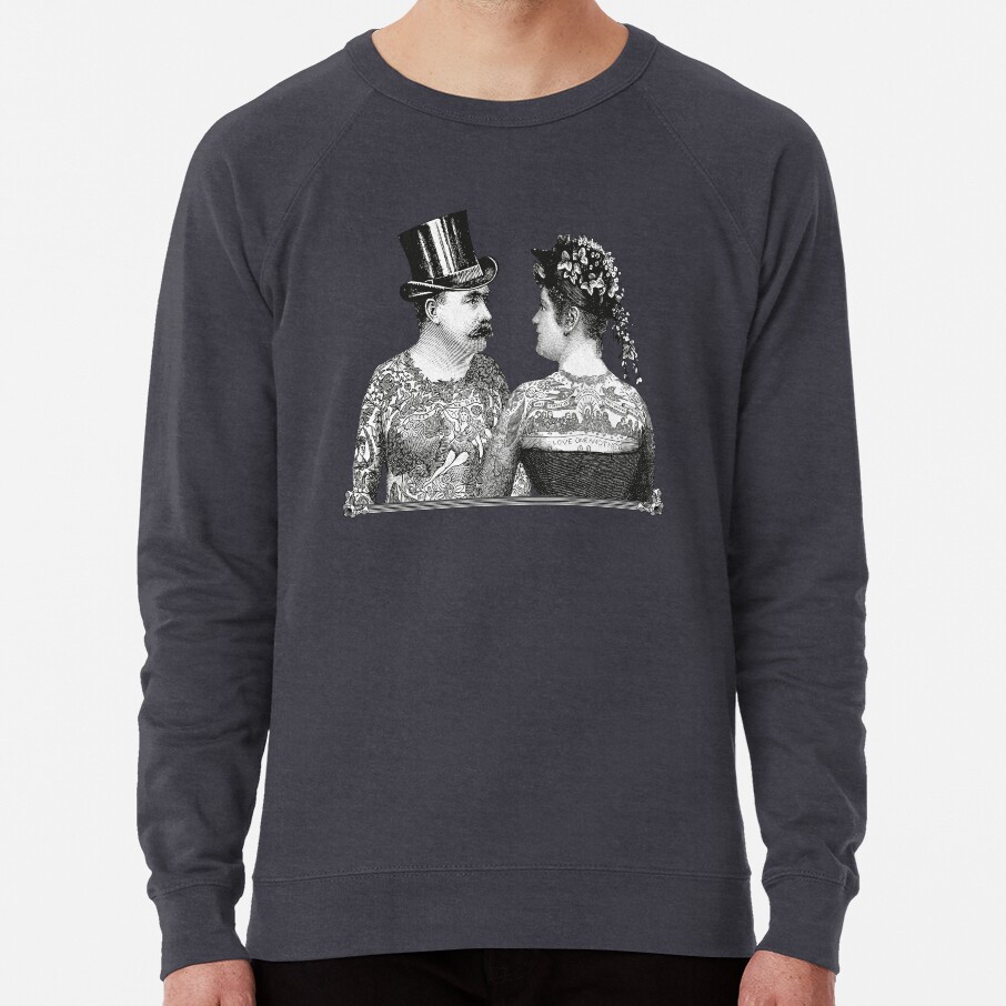 Tattooed Victorian Lovers | Tattooed Couple | Victorian Tattoos | Vintage Tattoos | Tattoo Art | Lightweight Sweatshirt