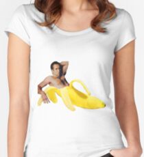 Nicolas Cage In A Banana - Bright Yellow Women's Fitted Scoop T-Shirt