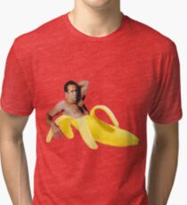 Nicolas Cage In A Banana - Bright Yellow Tri-blend T-Shirt