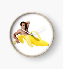 Nicolas Cage In A Banana - Bright Yellow Clock
