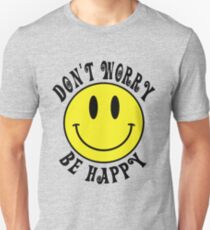 Don't Worry Be Happy Smiley Face Slim Fit T-Shirt