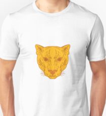 Cougar Mountain Lion Kopf Mono Linie Unisex T-Shirt