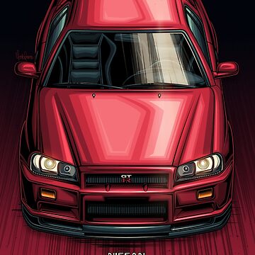 Nissan Skyline GT-R R34 Purple Poster for Sale by marioramosart