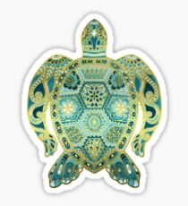 Royal Sea Turtle - turquoise and gold Sticker