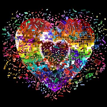 Shattered Rainbow Disco Ball Heart