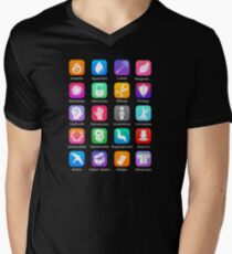 Potter Zauber Icons T-Shirt mit V-Ausschnitt für Männer