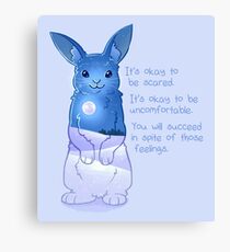 "It's Okay to Be Scared" Night Snow Rabbit Canvas Print