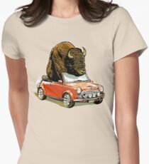 Bison in a Mini. Women's Fitted T-Shirt