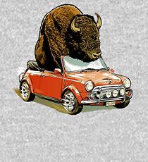 Bison in a Mini. Kids Pullover Hoodie