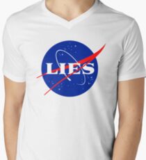 NASA LIES LOGO Men's V-Neck T-Shirt