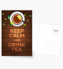 Tee-Poster. Bleib Ruhig und trink Tee Postkarten