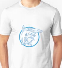 Hammerhead Shark Circle Mono Line Unisex T-Shirt