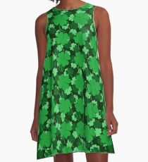 Shades of Green Shamrocks A-Line Dress