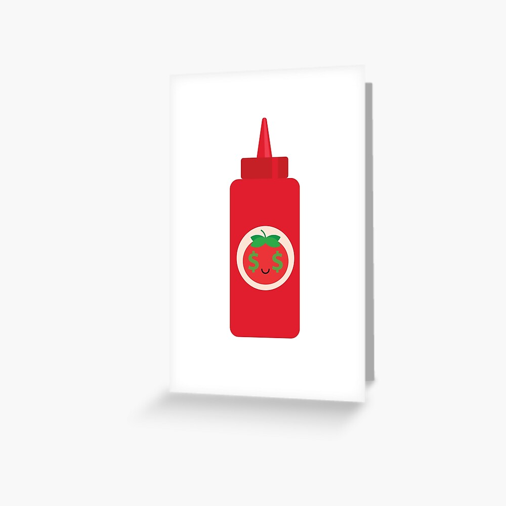 "Ketchup Sauce Emoji Money Face" Greeting Card by teeandmee Redbubble