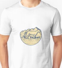 Cougar Mountain Lion Tree Mono Linie Unisex T-Shirt