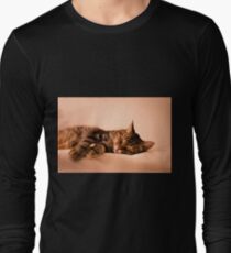 Tabby cat sleeping Long Sleeve T-Shirt