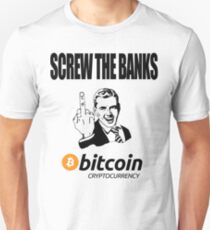 Screw The Banks Use Bitcoin Slim Fit T-Shirt