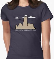 Funny Rock Climbing Cartoon Women's Fitted T-Shirt