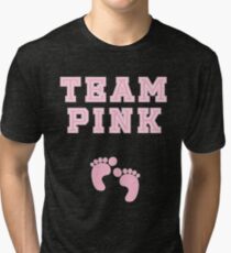 Team Pink Girl Mom Baby Shower Gender Reveal Party Cute Funny Gift Tri-blend T-Shirt
