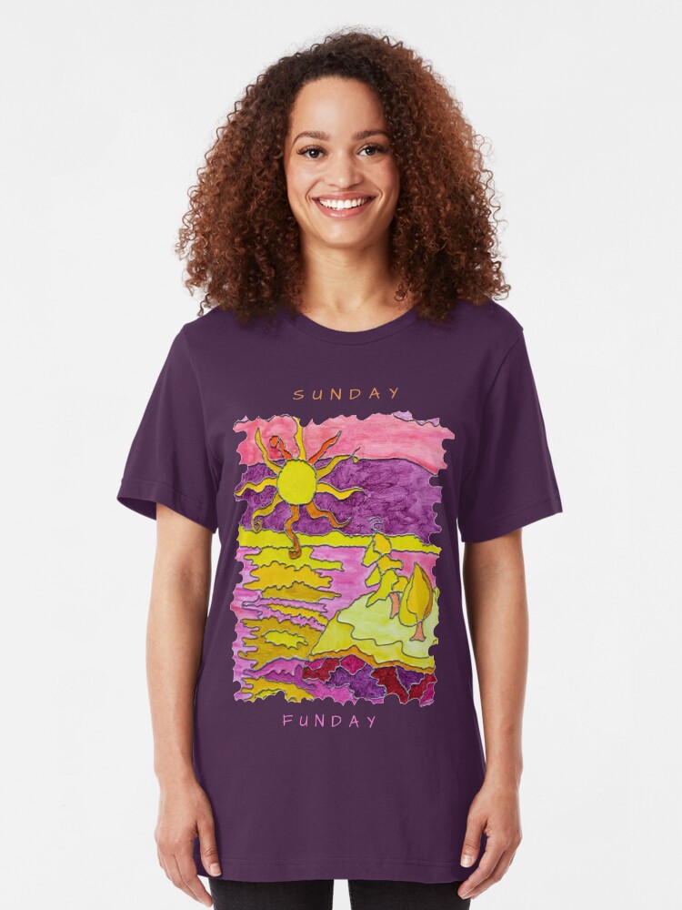 Alternate view of OCEAN ART SUNSET FUNNY SUNDAY FUNDAY Slim Fit T-Shirt