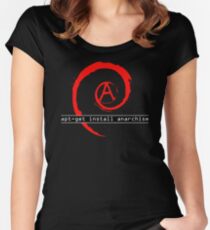 apt-get install anarchism Women's Fitted Scoop T-Shirt
