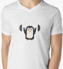 Penguin Weightlifting Men's V-Neck T-Shirt
