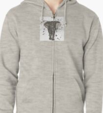 Ink and Brush Elephant Zipped Hoodie