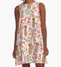 Vizsla florals dog pattern dog gifts dog breeds pet portraits by pet friendly by PetFriendly A-Line Dress