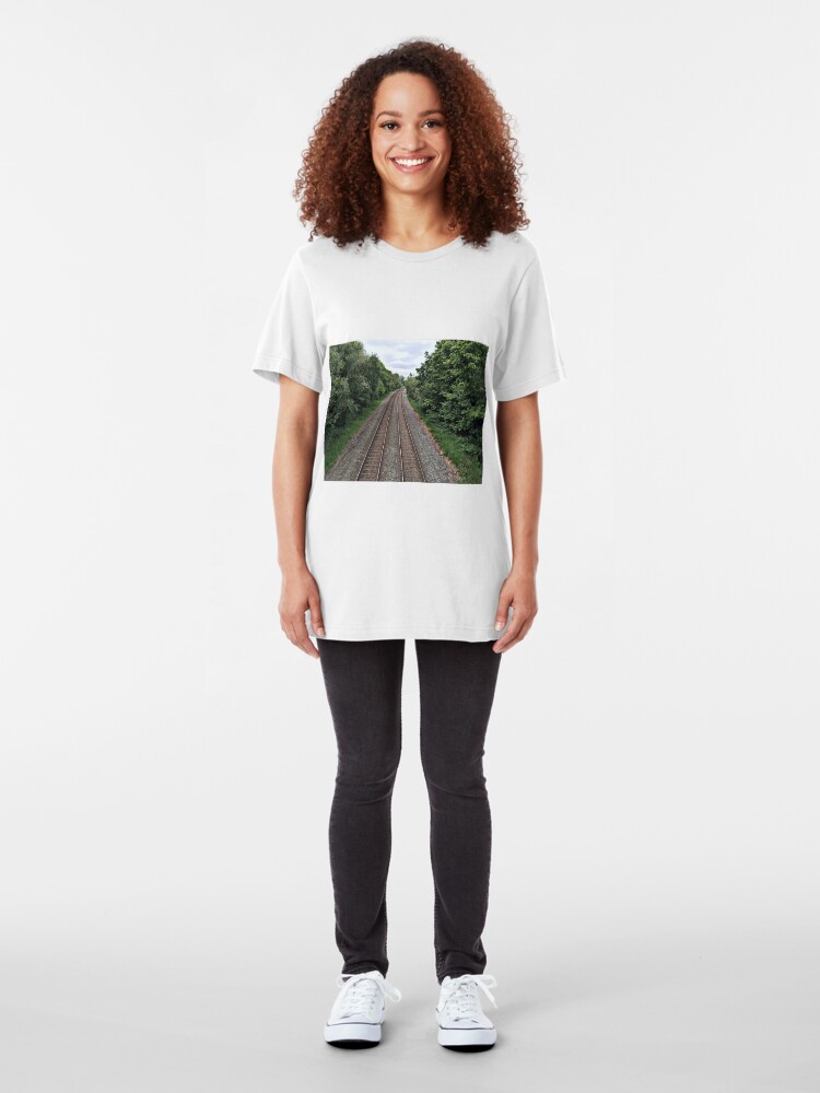 Alternate view of Train in the distance Slim Fit T-Shirt