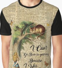 Alice in Wonderland Quote,Cheshire Cat,Vintage Dictionary Art Graphic T-Shirt