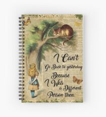Alice in Wonderland Quote,Cheshire Cat,Vintage Dictionary Art Spiral Notebook