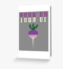 Turn Up Turnip Greens Funny Vegetable Design Greeting Card
