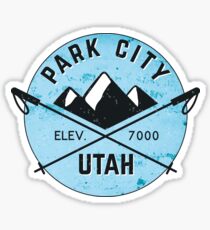 PARK CITY UTAH MOUNTAINS SKIING SKI SNOWBOARD CROSSED SKIS 3 Sticker