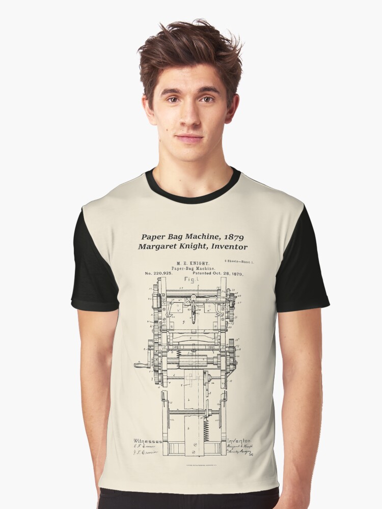 Margaret Knight Inventor Of The Paper Bag Machine Graphic T Shirt Front Margaret Knight Inventor Of The Paper Bag Machine Graphic T Shirt Front