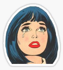 Retro Crying Girl Sticker