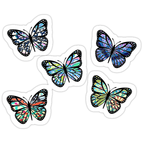 cute patterned flying butterflies pack of 5 stickers by