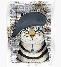 Charming French Cat in Paris. Perfect for cat lovers. Poster