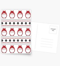 Totoro Winter Pattern - Red Postcards