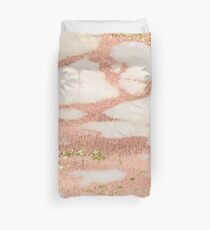 Marmor - Rose Gold Shimmer Marmor mit Gelbgold Glitter Bettbezug