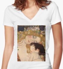 Gustav Klimt, The Three Ages of Woman, 1905 Women's Fitted V-Neck T-Shirt