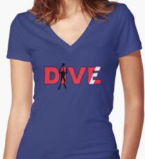 Scuba Diver Dive Flag Underwater Women's Fitted V-Neck T-Shirt