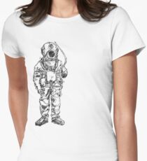 Antique Old Fashioned Ancient Scuba Diver Dry Suit Women's Fitted T-Shirt