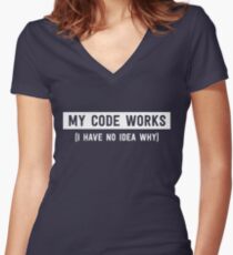 My code works (I have no idea why) Women's Fitted V-Neck T-Shirt