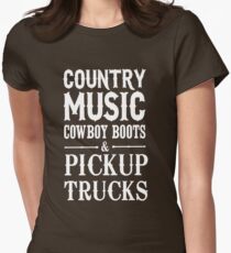Country Music Cowboy boots and Pickup Trucks Women's Fitted T-Shirt