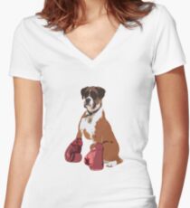 Camiseta entallada de cuello en V Perro Boxer