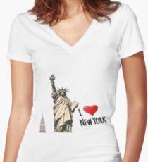 New York, New York Women's Fitted V-Neck T-Shirt