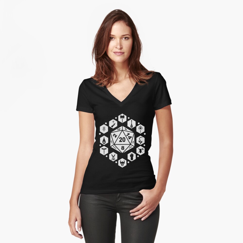 RPG Classes - White Fitted V-Neck T-Shirt